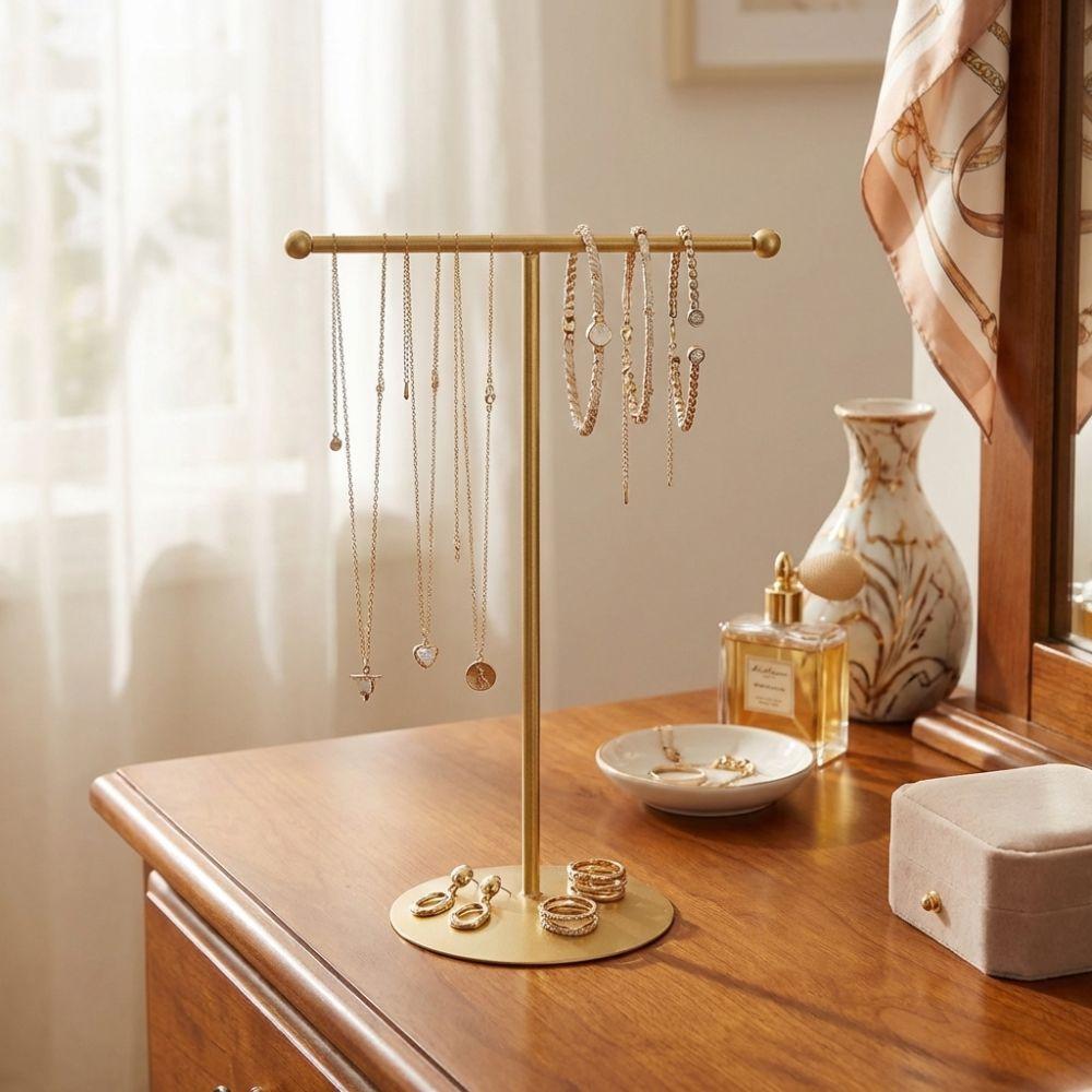Horizontal Bar Jewelry Display Stand Metal Frame Jewelry Storage Rack Counter Display