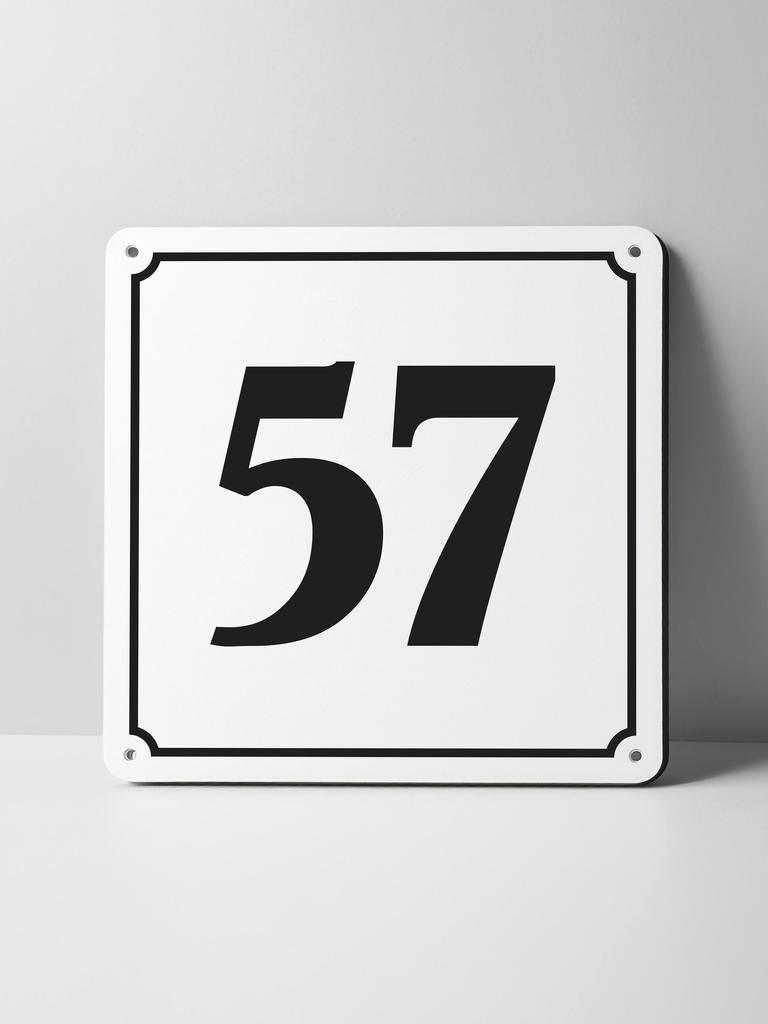 Metal Sign Black House Number On White Background Outdoor Wall Art Decor