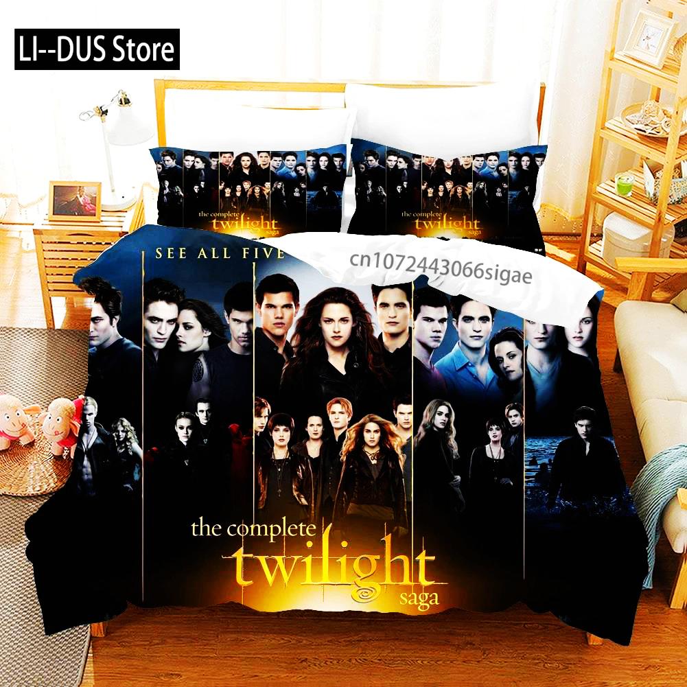 Twilight Series Duvet Cover Set And Pillowcases Vampire Hot Movies Single King Full Fashion 3D Bedding Set For Adults Bed Linen