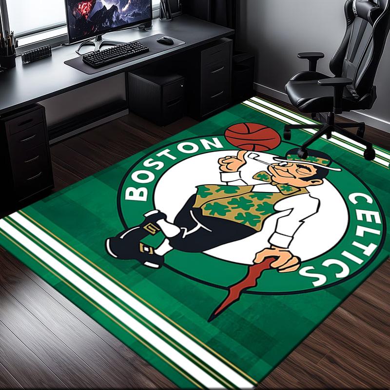Boston Basketball Rug Office Carpet Non-Slip Mat, Chair Rug Floor Covering for Gaming, Bedroom, Living Room , Home Decor Christmas Gift