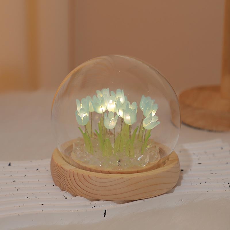 Handmade Tulip Night Light: DIY Luminous Flower Ornament for Festive Atmosphere and Desktop Decoration