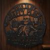 Wall Decoration Metal Art Sign with Skull Slogan Design Pre-Drilled Holes Easy Install Decorative Plaque Rustproof Decor for Garage, Workshop,