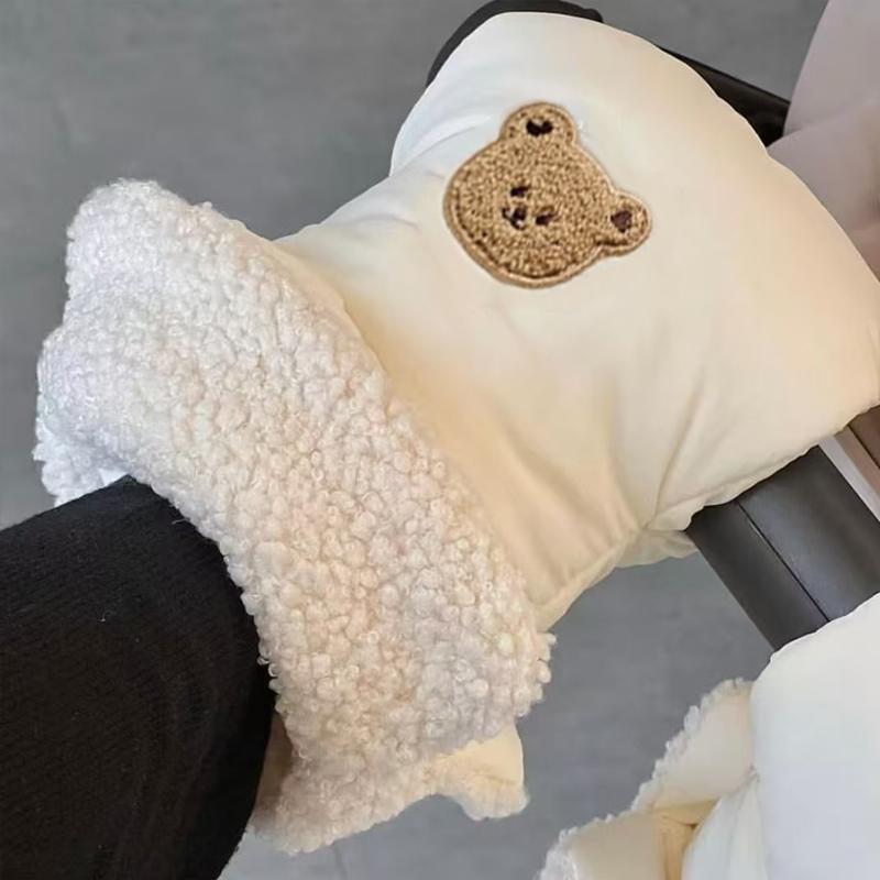Baby Stroller Handle Gloves Cute Bear Bunny Design Windproof Warm Thickened Fleece Winter Children's Outdoor Sports Mittens