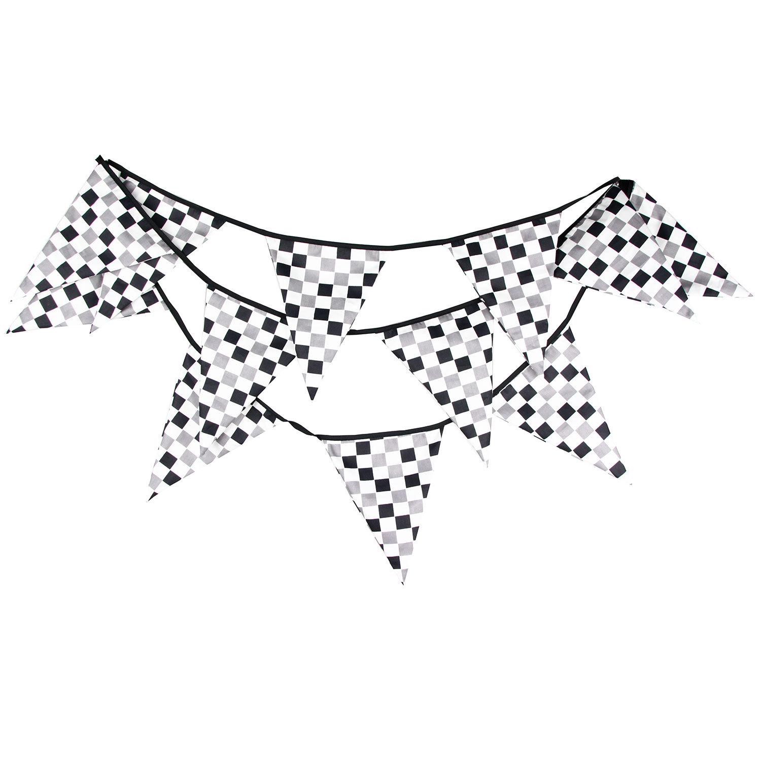 Large Checkered Racing Flags: Red, Black, White & Gray Bunting Decoration