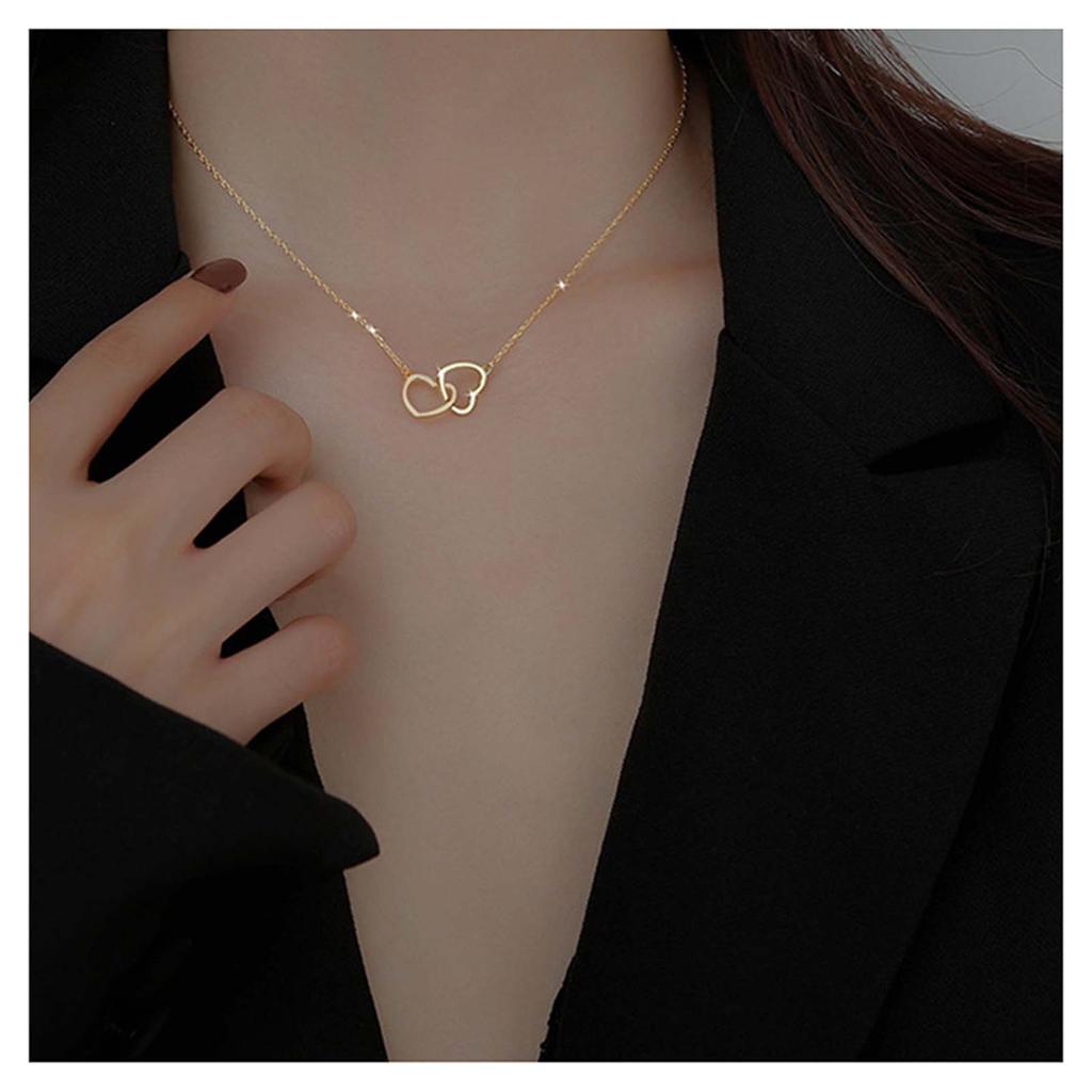 Minimalist Temperament Heart-Shaped Necklace Double Heart Pendant Necklace For Women Wedding Parties Friends Jewelry Gifts