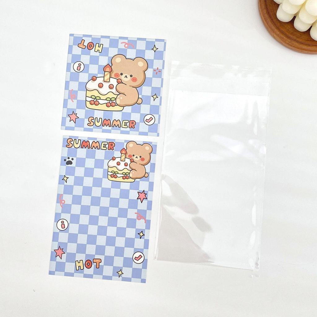 5 Set Korean Cute Animal Party Card Head Card Back Opp Bag  Star 3 Inch Photo Card DIY Packing Material Kawaii Gift Packaging