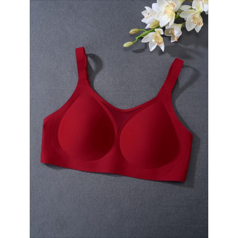 Women Large Bust Minimizer Seamless Breathable Mesh Hollow Out Push Up Gathering Bra