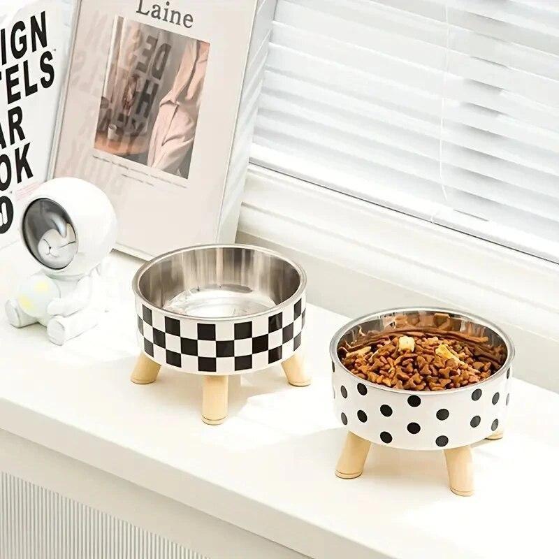 Elevated Cats Feeder Bowl Anti-choking Raised Cat Food Water Bowl With Stand Pet Feeding Drinking Supplies