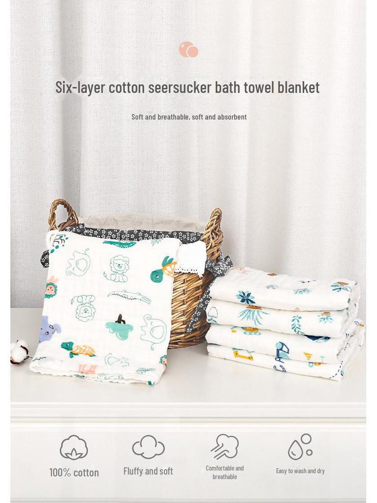 Newborn Cotton Swaddle: Six-Layer Baby Gauze Bath Towel & Quilt