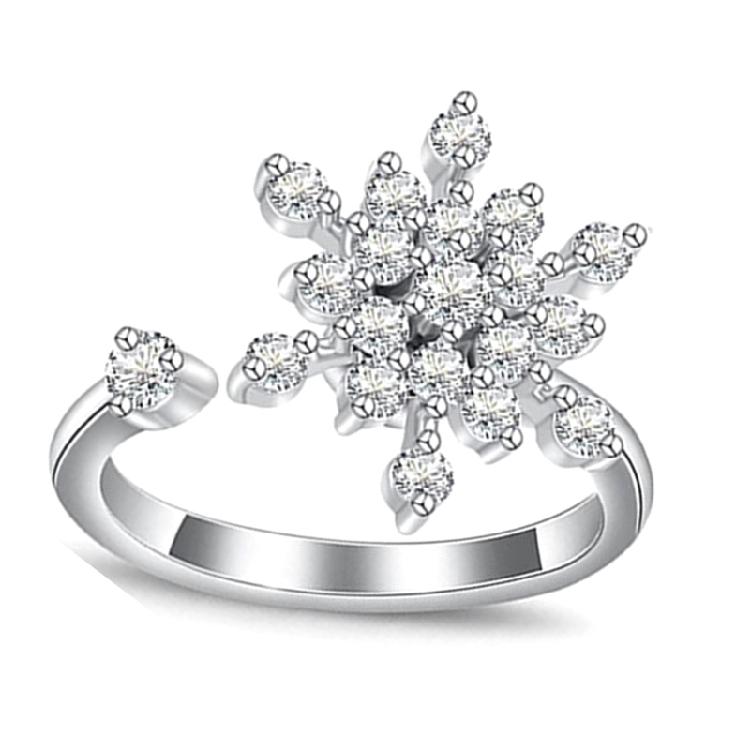 Silver Snowflake Winding Stackable Ring Spinner Rings for Couple Women Men