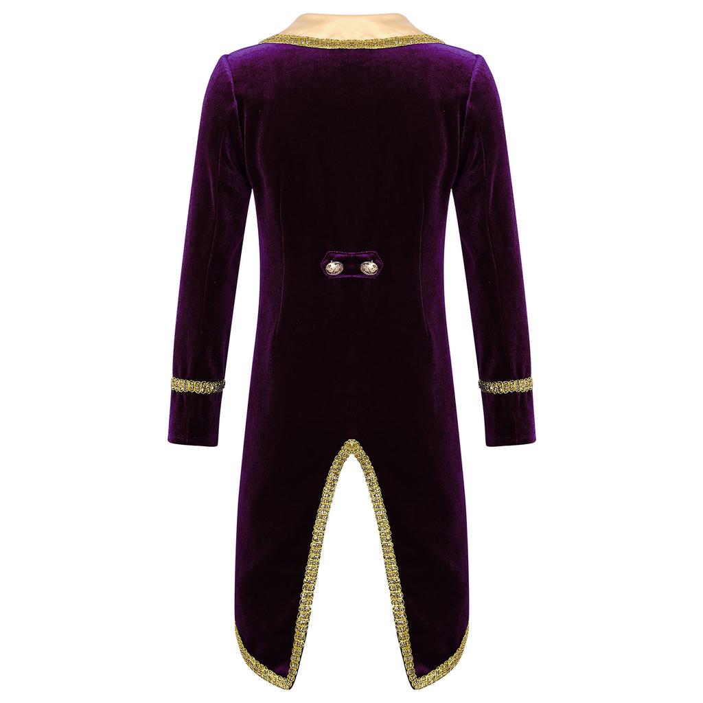 Boys Prince Cosplay Costume Vintage Royal Court Theme Party Dress Up Long Sleeve Tuxedo Coat Outfit
