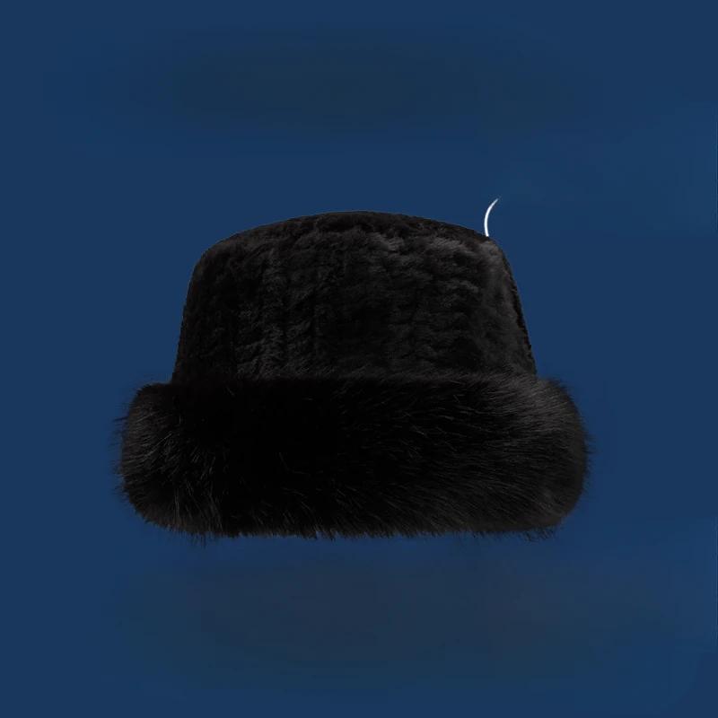 Plush Hat for Women in Winter Small Face Thick and Warm Fisherman Hat Big Head Circumference Cold Proof Basin Hat