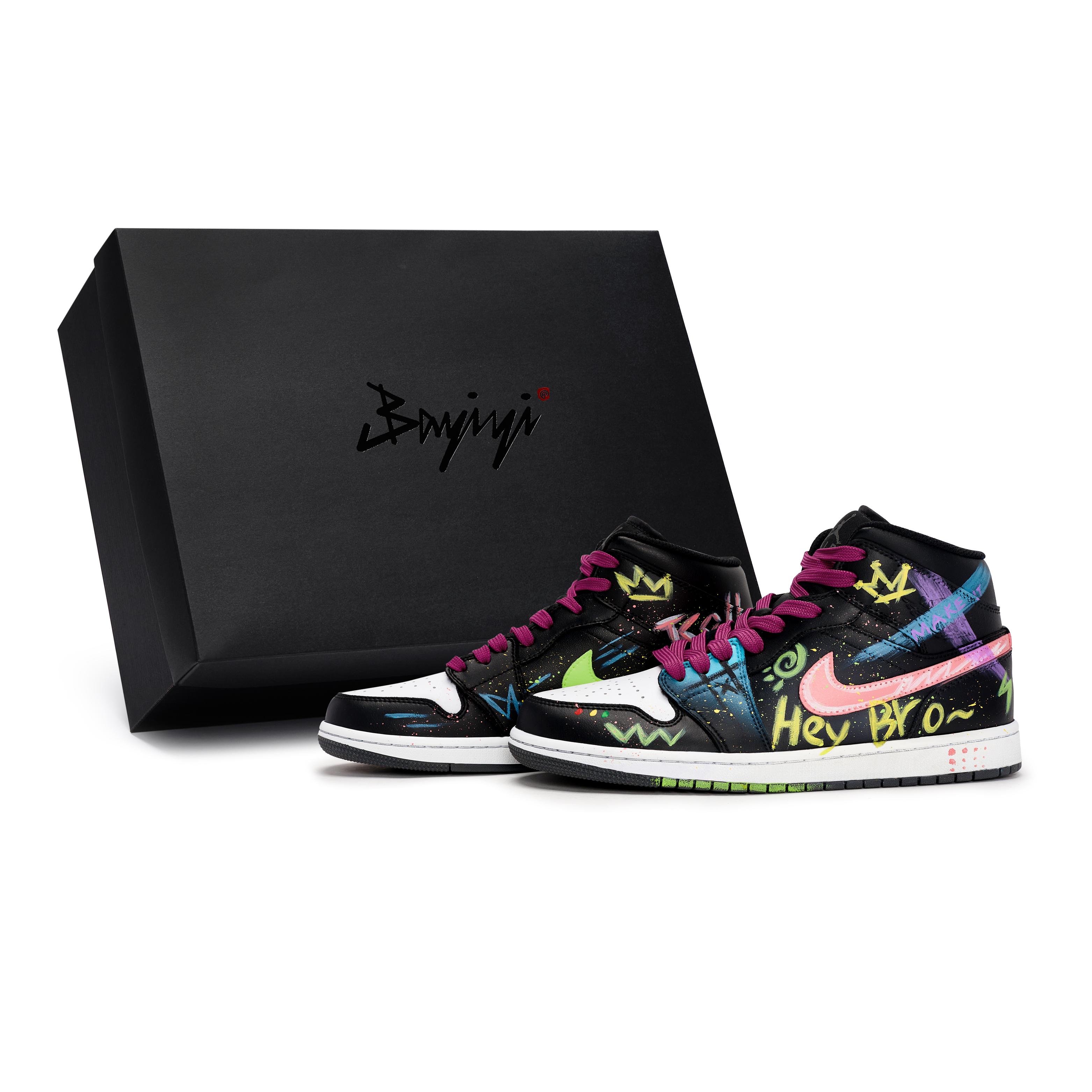 

Jordan Air Jordan 1 811 Manufacturing, Neon Urban, Special Shoe Box Mid top Vintage Basketball Shoes Unisex DQ8426-001(Team80-S-BOX) 38.5