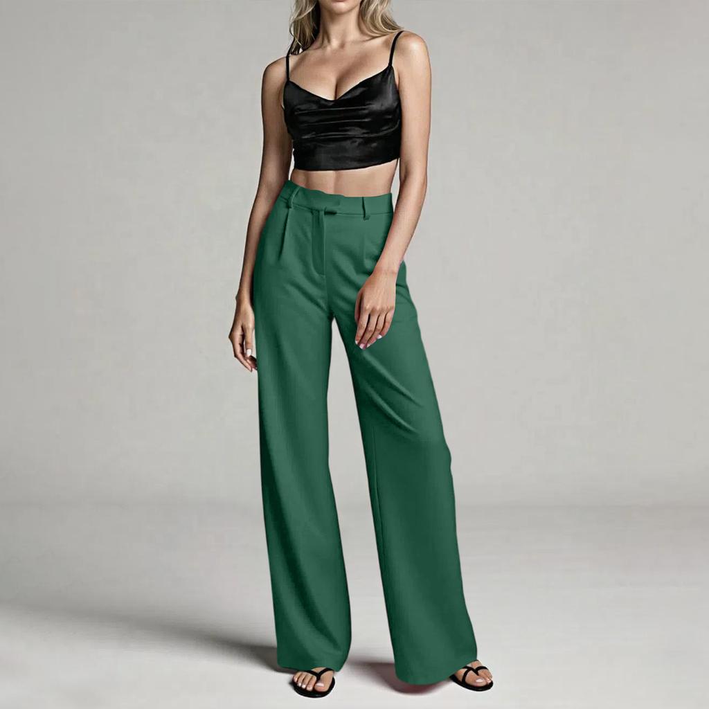Women's Casual Commute High-Waisted Straight Leg Suit Trousers