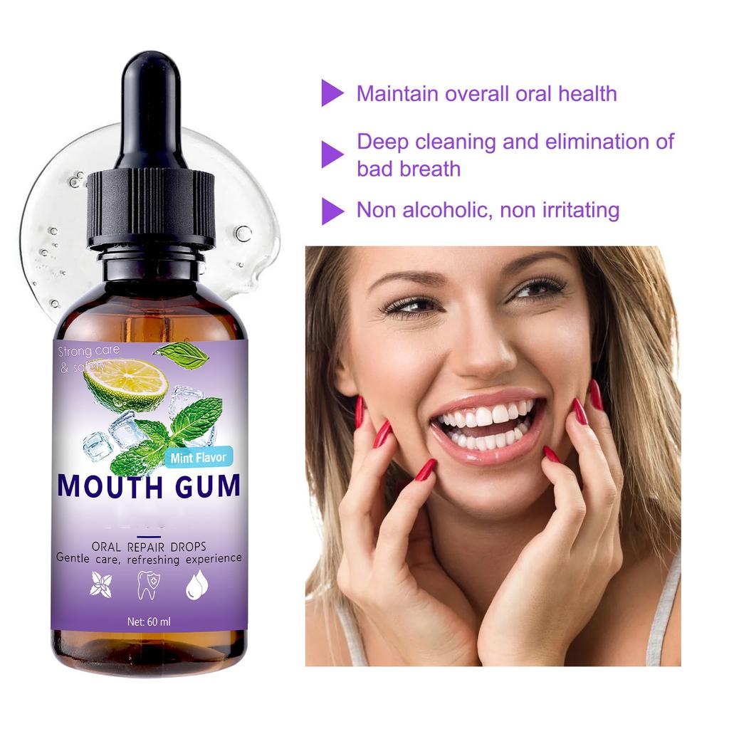 Gums Regrowth Drops, Gums For Receding Gums, Gums Plus Liquid Drops Mouthwash, For Oral Care 60ml