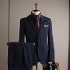Premium British Two-Button Men's Three-Piece Suit: Solid Color, Western Style, Formal Business Wear