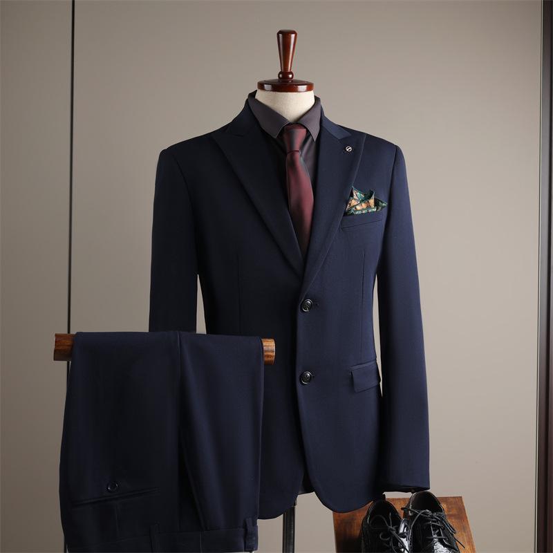 Premium British Two-Button Men's Three-Piece Suit: Solid Color, Western Style, Formal Business Wear
