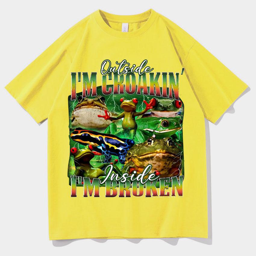 Fuuny T Shirt Frog TShirt Cotton High Quality Print Short Sleeve Positive Cottagecore Oversized Tee Unisex Women Clothes Teenagers