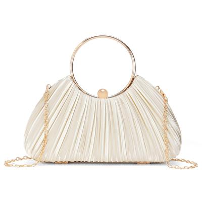 RNIEGA Women's Satin Pleated Top Handle Clutch Bag, Perfect for Graduations and Weddings, or As a Gift for a Shoulder Bag