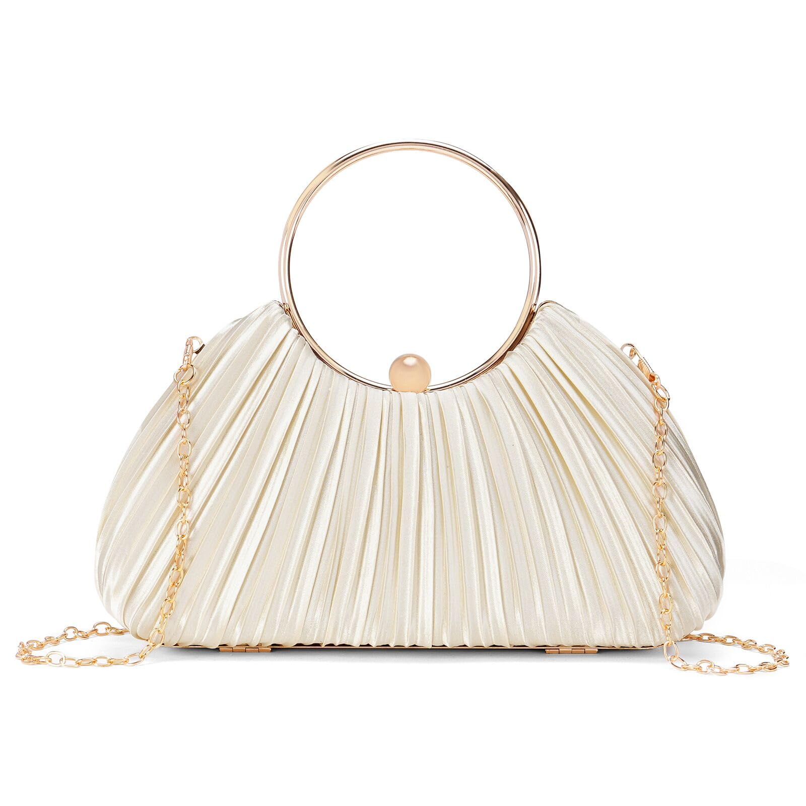 

Женская атласная плиссированная сумка-клатч с верхней ручкой RNIEGA, идеально подходит для выпускных и свадеб, или в качестве подарка на сумку через плечо