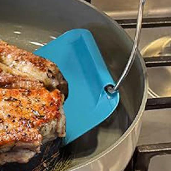 Justerbar Vinkel Spatel, 7-Positioners Silikone Vender til Grill Airfryer, Fleksibel Smal og Bred Klinge Køkkenspatel til at vende