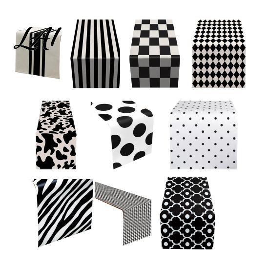 Stylish Geometric Pattern Table Runner Modern Runner Black And White Checkered Anti-wrinkle for Coffee 72 Inch Striped Dining Decor Linen Blend Cover
