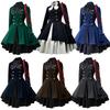 Medieval Renaissance Gothic Dress with Bow and Ruffle Skirt