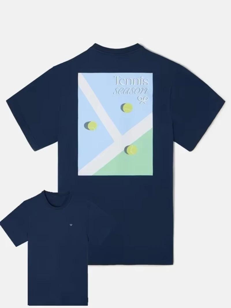

2025 Silbon Summer Tennis Season Cotton T Shirt Men s Women s Classic Print Cotton Casual Round Neck Short Sleeve Unisex Tee S