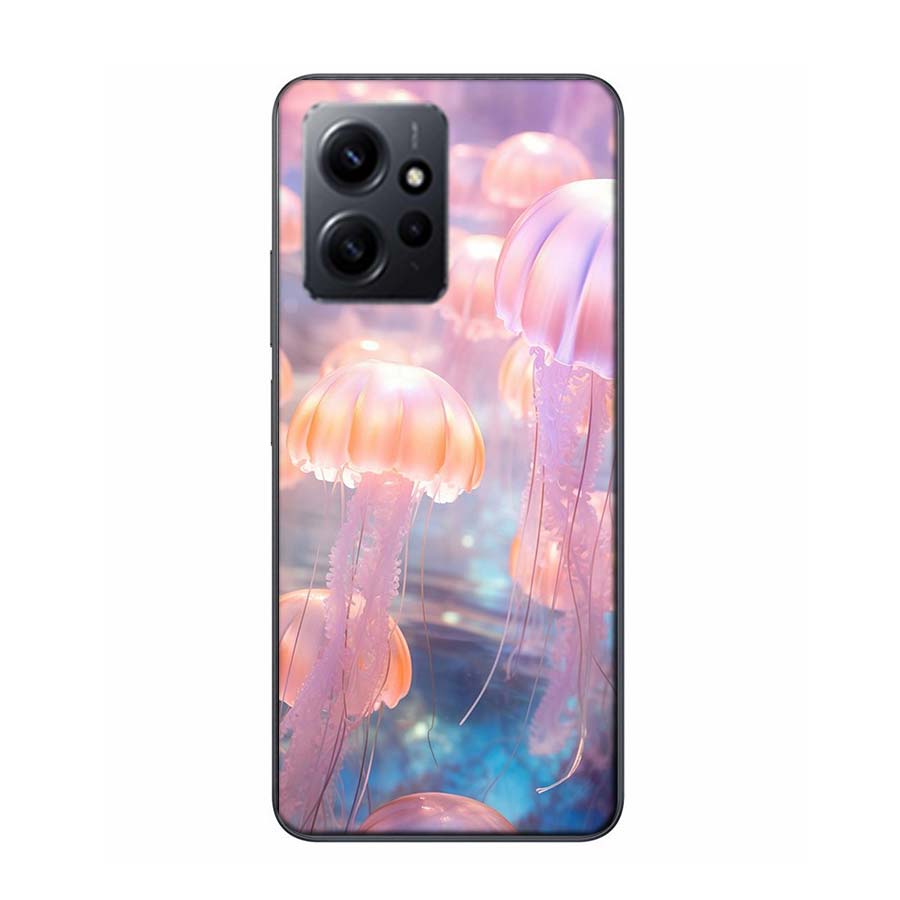 Enchanting Neon Jellyfish Phone Case For Redmi 12 13C 12C 15C 9 10 10C Note 13 Pro Plus 14 15 Pro 9T 9C 9A TPU Soft Cover Clear