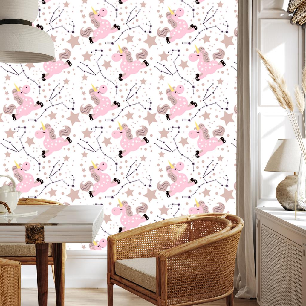 Unicorns among the stars wallpaper for living room and bedroom 50x1000