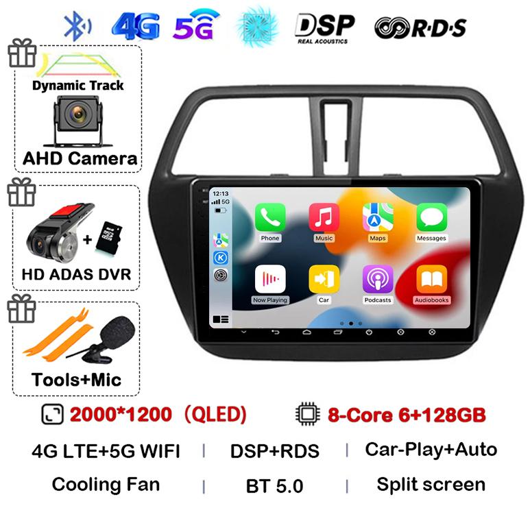 Android 14 Carplay WIFI 4G For Suzuki S-Cross SX4 2014 2015 2016 2017 Auto Car Radio GPS Multimedia Player Stereo Head Unit DSP