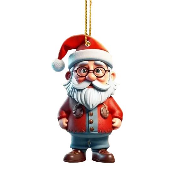 Ornament Cartoon Snowman Santa Claus Pendant 2D Acrylic Xmas Tree