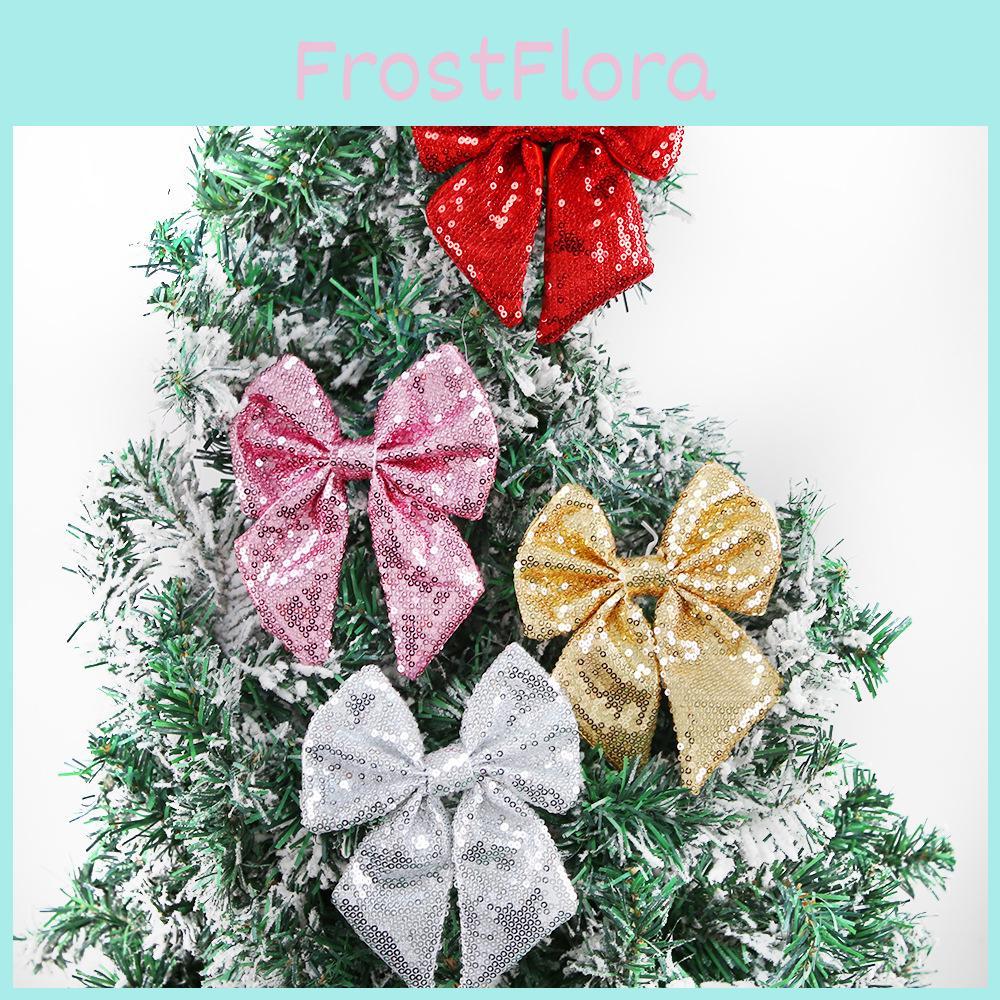 Festive Christmas Decorative Bow With Iridescent Sequins For Stunning Tree Dcor
