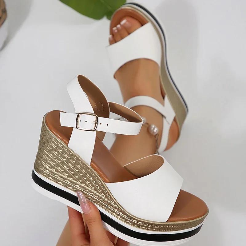 Fashion Women Sandals Wedges Sandals Women Shoes 2025 Plus Size 36-43 Chunky Heels Sandals Summer Platform High Heels Sandalias De Mujer