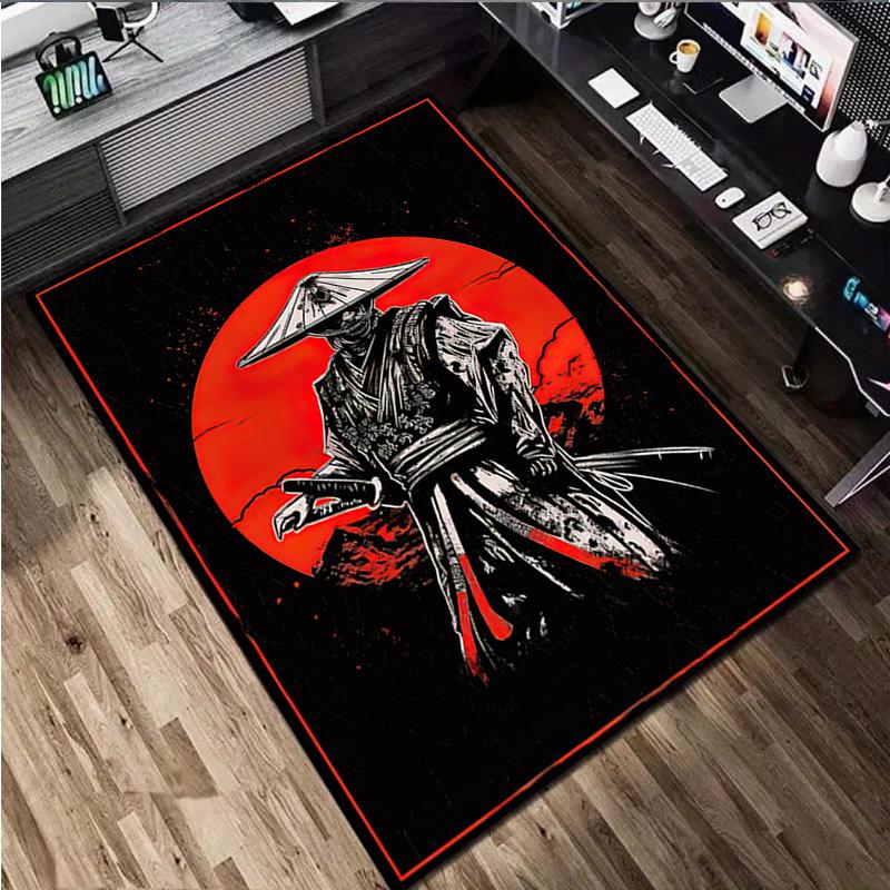 1Pc Samurai Print Rug - home decoration Carpet For Living Room Bedroom Flooring Computer Chair Area Rug