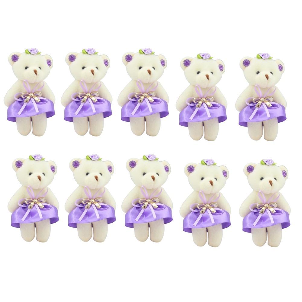 10pcs/set Plush Animal Mini Bear Flower Bouquet Cartoon Bear Plush Toys  Valentine's Day