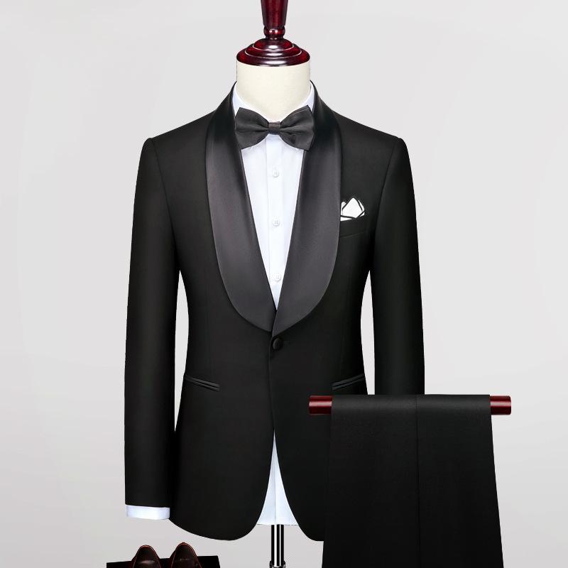 Men's Slim Fit Korean Tuxedo Suit for Wedding, Host, Photography