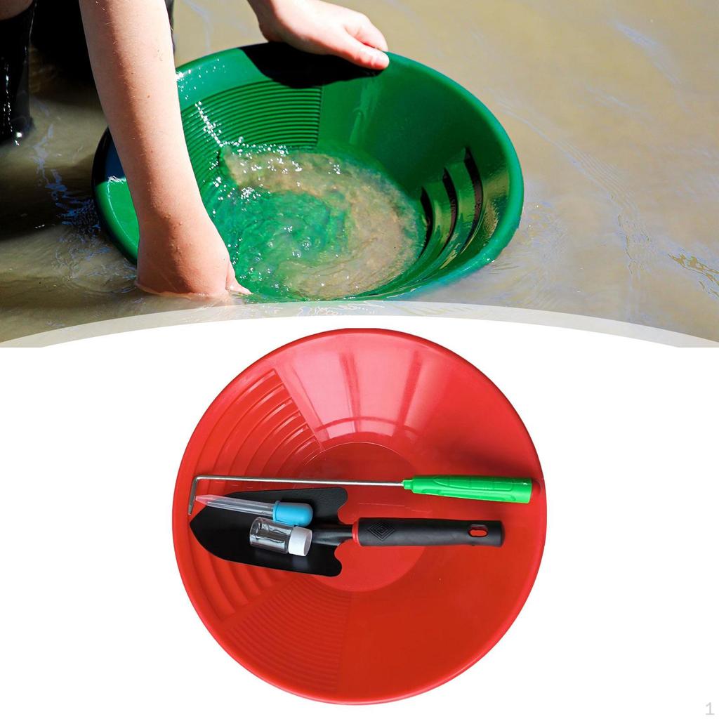 15 inch Gold Panning Pan Collection Tool Inside Bends Portable Hobbists with Bottle and Tube Outdoor
