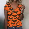 Women's V-Neck Halloween Print Blouse Lightweight Spring Summer Top