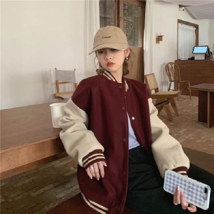 Korean Style Women's Baseball Jacket, Versatile Harajuku Streetwear for Couples