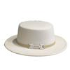 New Style Woolen Flat Top Hat Korean Style Autumn and Winter British Versatile Cowboy Hat Design Felt Hat for Men and Women Traveling