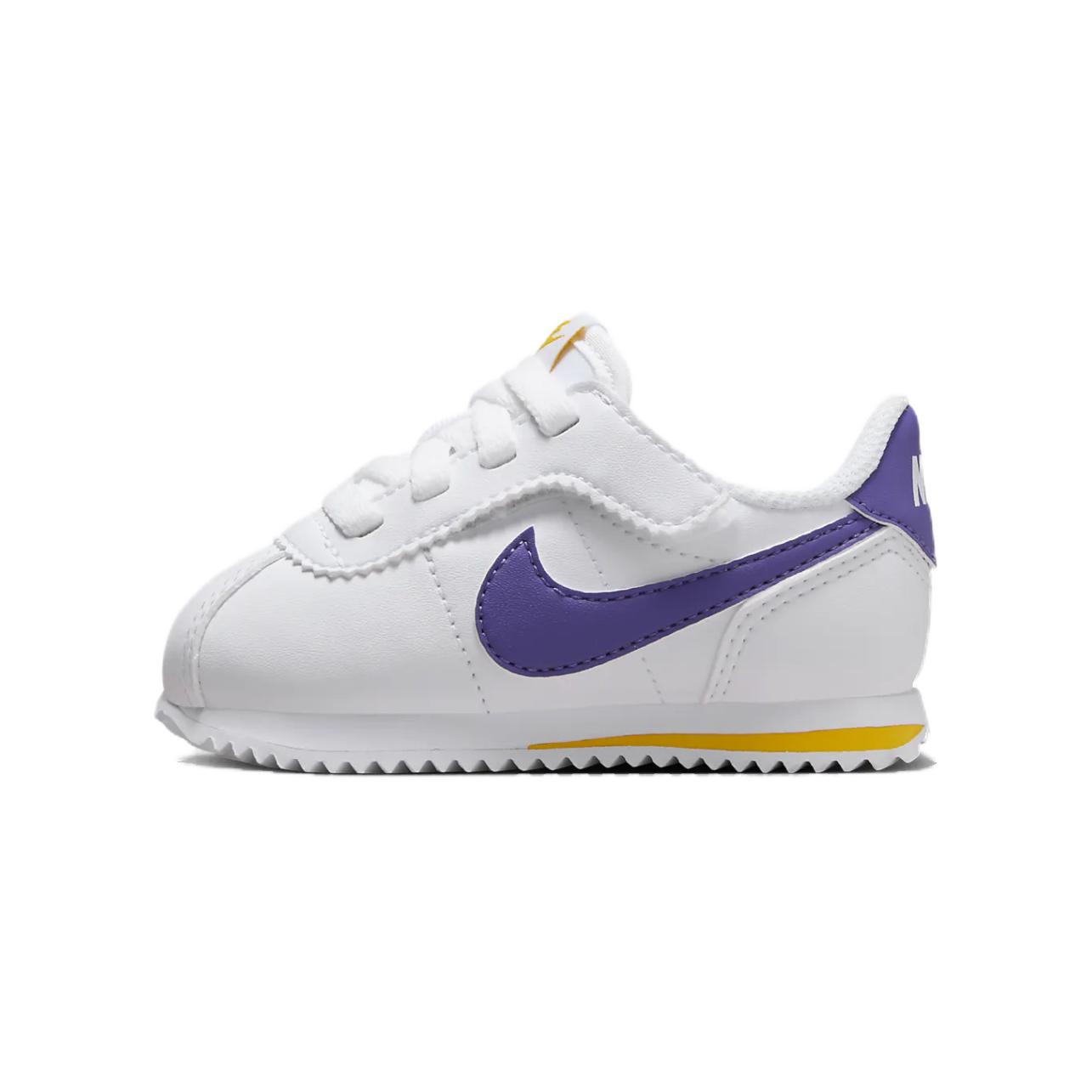 Nike Cortez EasyOn TD White Varsity Maize Purple Toddler DM0952-105 23.5