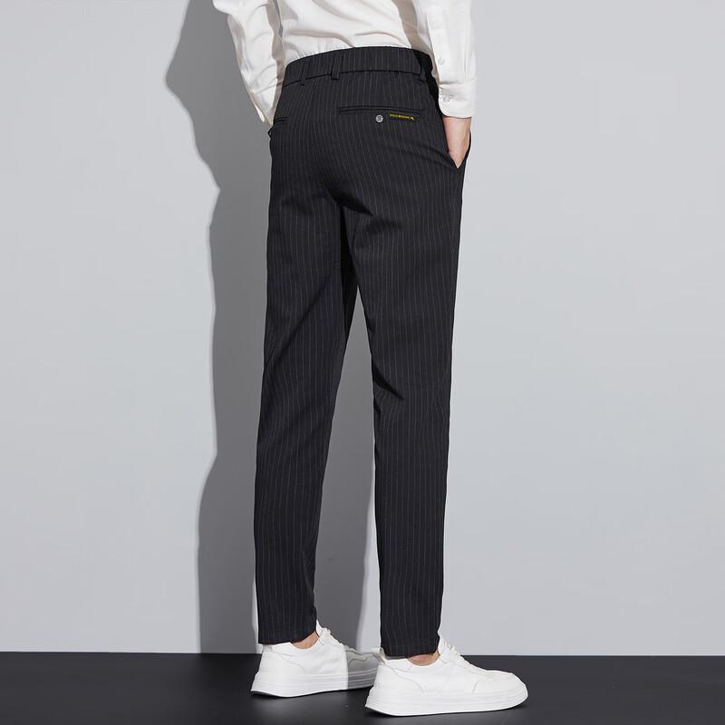 POLOMEISDO Men's Slim-Fit Striped Business Casual Trousers