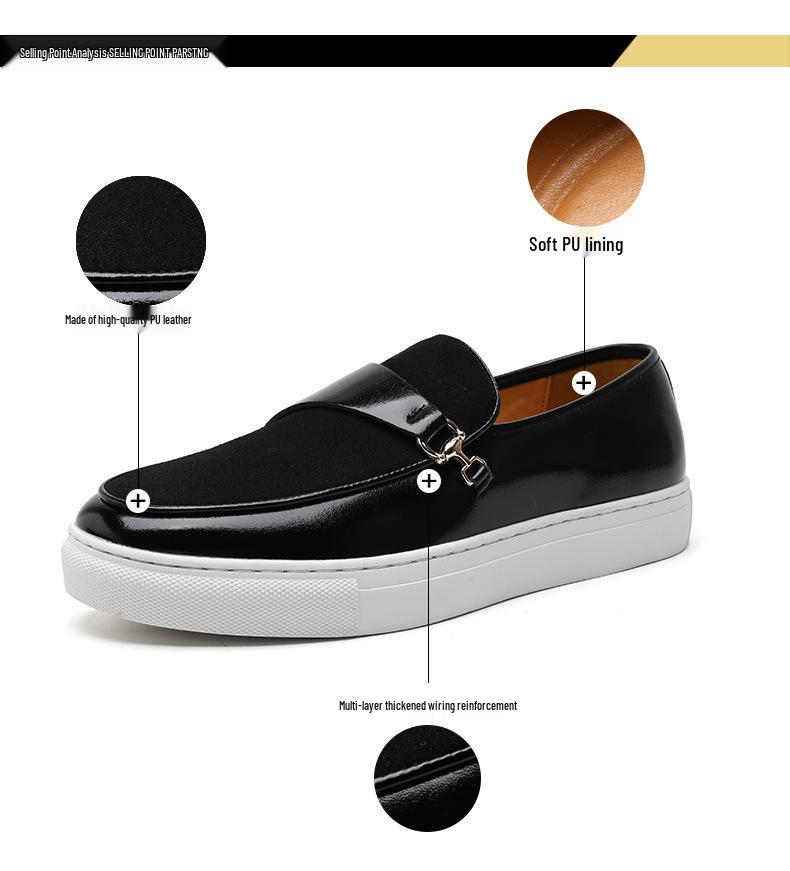 Men's British Style Leather Slip-On Loafers, Size 47 - Versatile Casual Sports Shoes