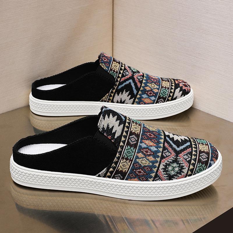 Summer New Fashion Cloth Board Shoes Half Drag, Black, Beige