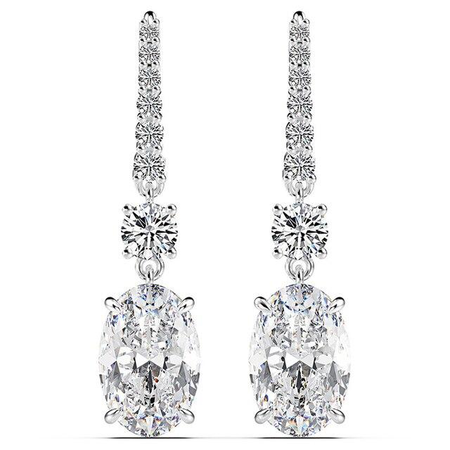 

100% стерлинговое серебро 925 пробы, 7 карат, муассанит, цитрин, розовый драгоценный камень, висячие серьги, ювелирные украшения белый