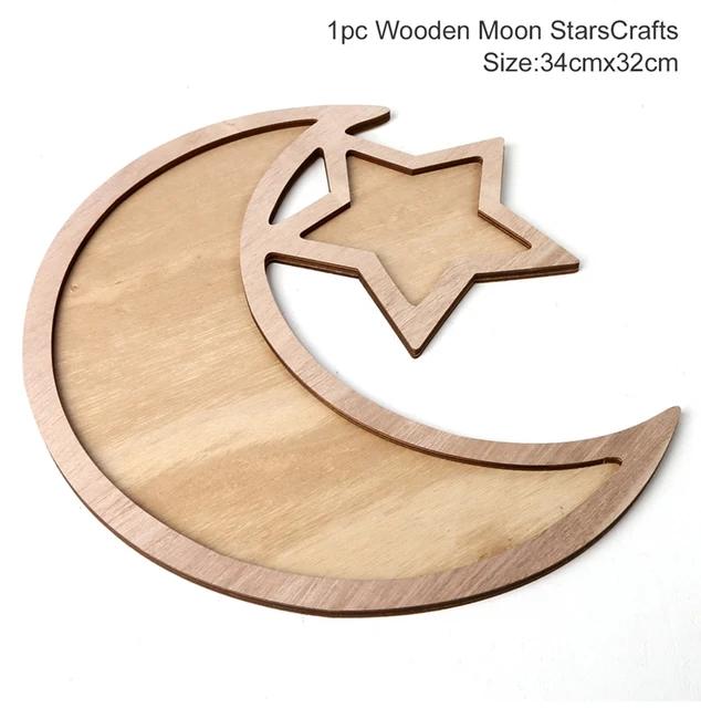 

Eid Mubarak Wooden Tray EID Mubarak Decoration 2024 For Home Star Moon Food Holders Ramadan Kareem Party Eid Al Adha Gifts