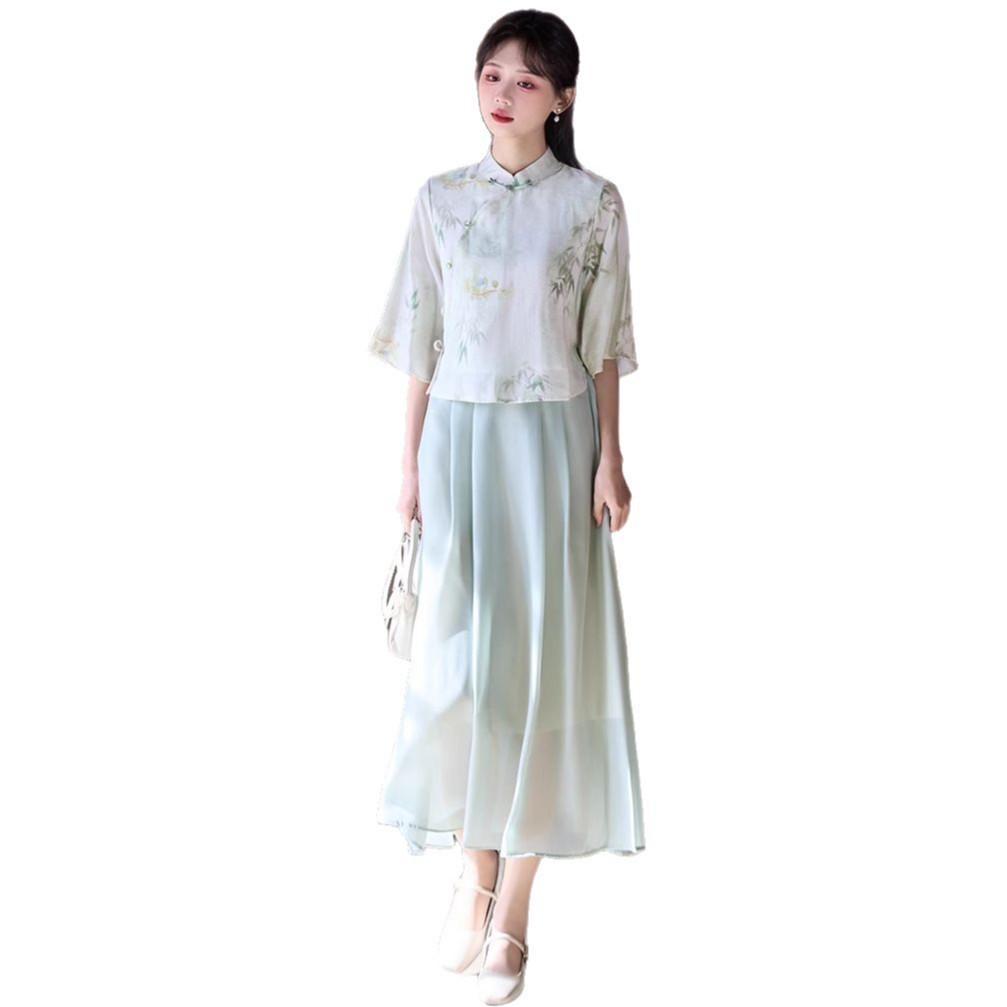 Chinese Retro Zen Style Tang Suit Cheongsam Top with Hanfu Elements for Women