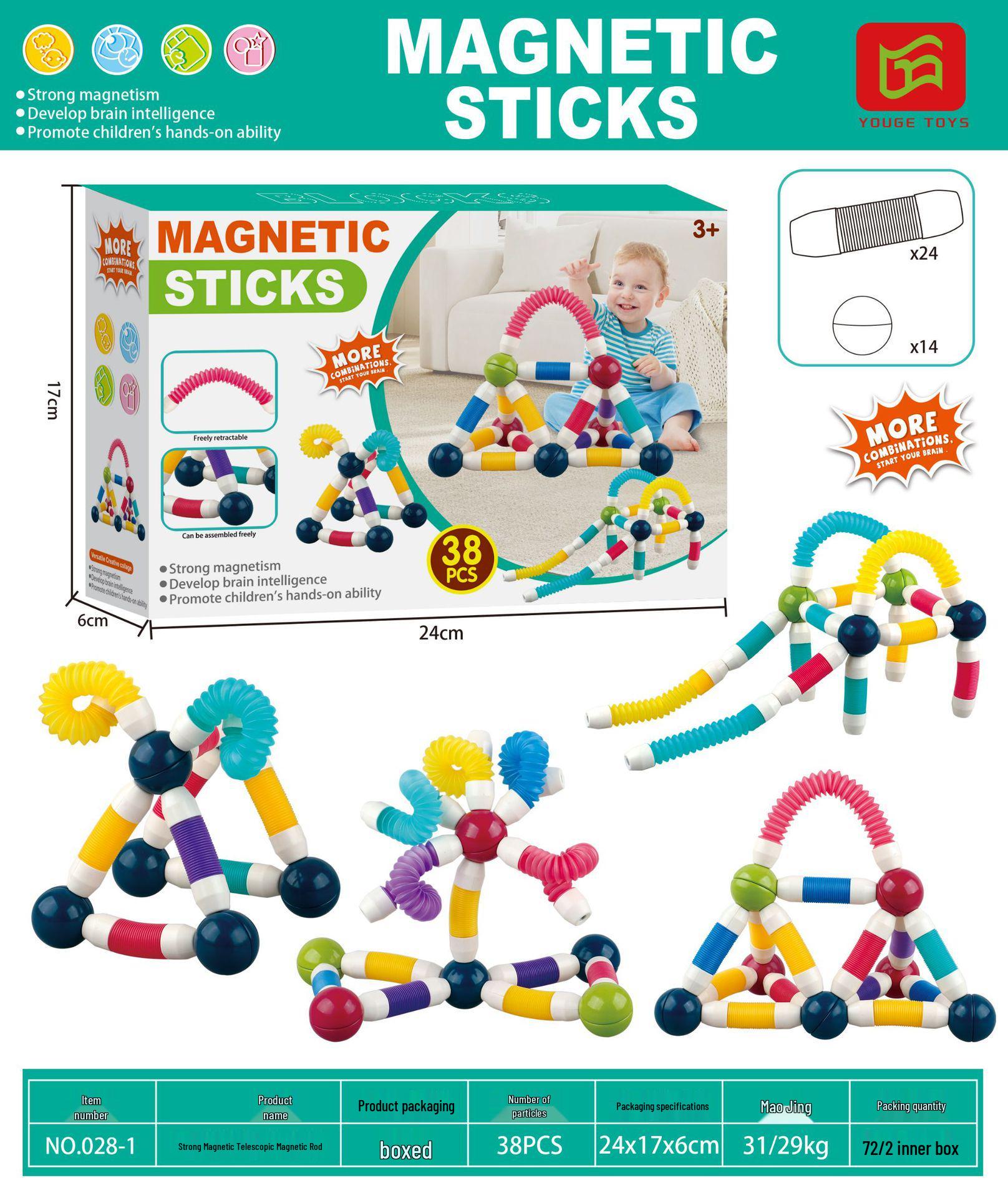 Cross-border Telescopic Twist Magnetic Building Blocks for Kids - Educational, Large Particle Assembly