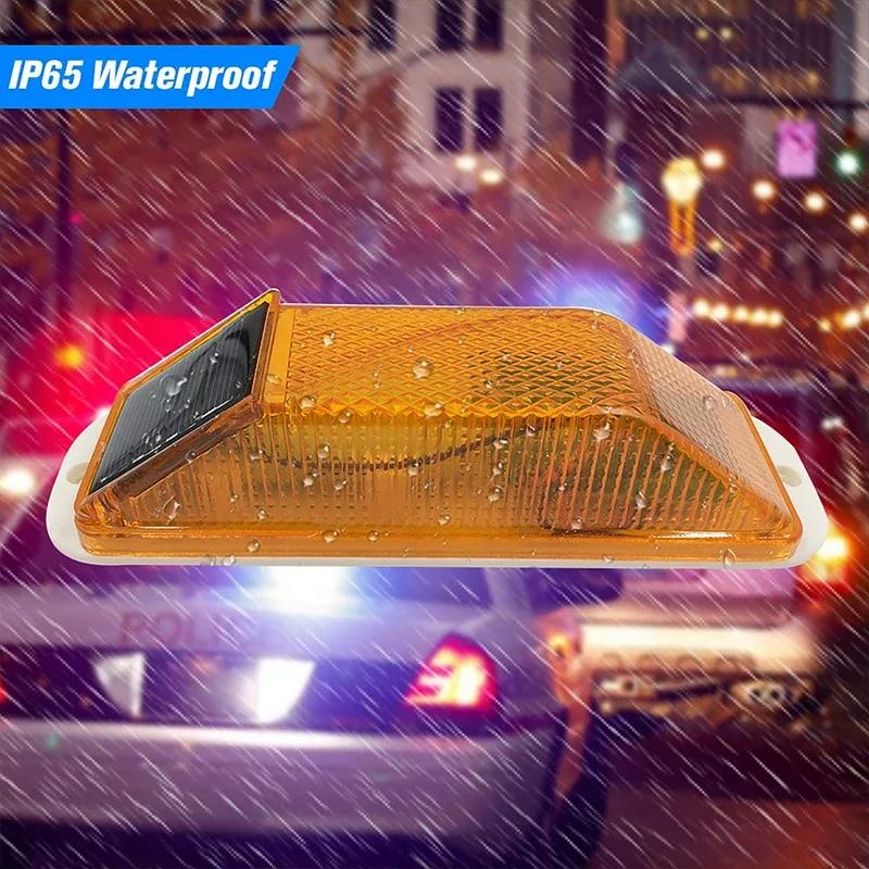 Car LED Solar Lights Rechargeable LED Solar Strobe Warning Lamp Night Auto Driving Traffic Safety Caution Light Chip Control 1Pc